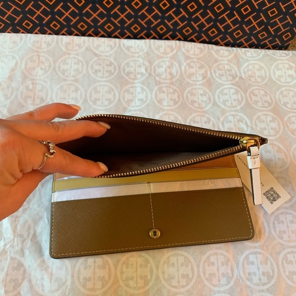 Tory Burch Walker Printed Zip Slim Wallet Ditsy Borders Floral - Picture 8 of 12